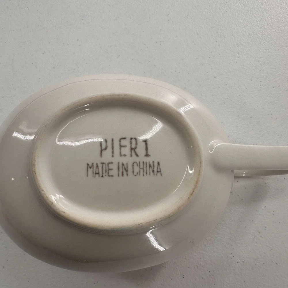 Vintage Pier 1 Ceramic Cream Pitcher Beige Glaze Gravy Sauce Ivory Farmhouse‎